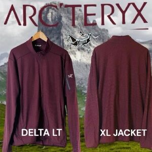 ARCTERYX MENS XL MAROON FULL ZIP ARM POCKET MID FLEECE DELTA LT JACKET BEAUTIFUL